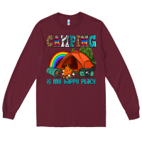 Burgundy camping is my happy  place Long Sleeve Tee - AdoDesignShop