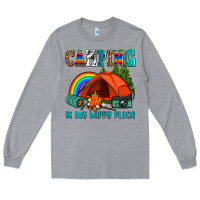 Heather Grey camping is my happy  place Long Sleeve Tee - AdoDesignShop
