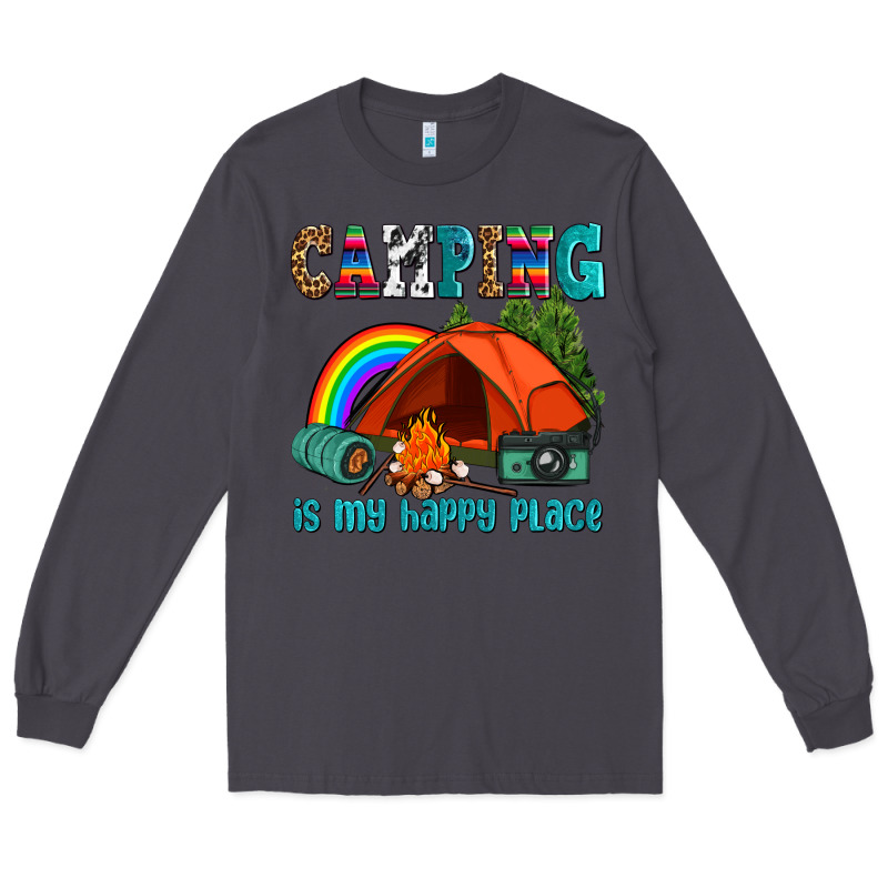 Camping Is My Happy  Place Long Sleeve Tee by AdoDesignShop | Teevron