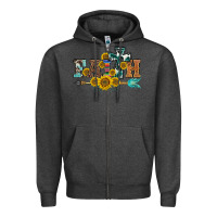 Charcoal Heather western faith arrow sunflowers Zipper Hoodie - BarkalooDesign