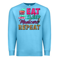 Ocean Blue eat sleep manicure repeat Premium Sweatshirt - NancyCooperArtShop