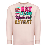 Pale Pink eat sleep manicure repeat Premium Sweatshirt - NancyCooperArtShop