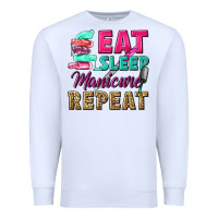 White eat sleep manicure repeat Premium Sweatshirt - NancyCooperArtShop