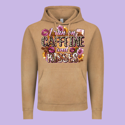 I Run On Caffeine And Kisses Vintage Hoodie Designed By Zillion Design Studio