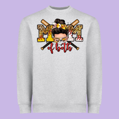 Mom Of Both Baseball And Softball Messy Bun Heavyweight Sweatshirt Designed By Zillion Design Studio