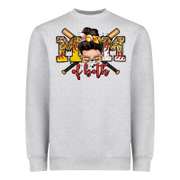 Heather Grey mom of both baseball and softball messy bun Heavyweight Sweatshirt - Zillion Design Studio