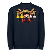 Navy mom of both baseball and softball messy bun Heavyweight Sweatshirt - Zillion Design Studio