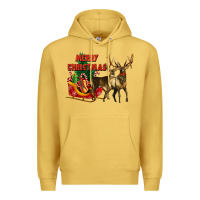 Antique Gold merry christmas two deers Premium Hoodie - LillyAllenDesigns