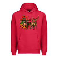 Cardinal merry christmas two deers Premium Hoodie - LillyAllenDesigns