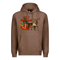 Chestnut merry christmas two deers Premium Hoodie - LillyAllenDesigns