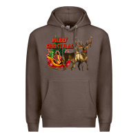 Coffee merry christmas two deers Premium Hoodie - LillyAllenDesigns