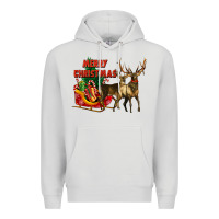 Dove Grey merry christmas two deers Premium Hoodie - LillyAllenDesigns