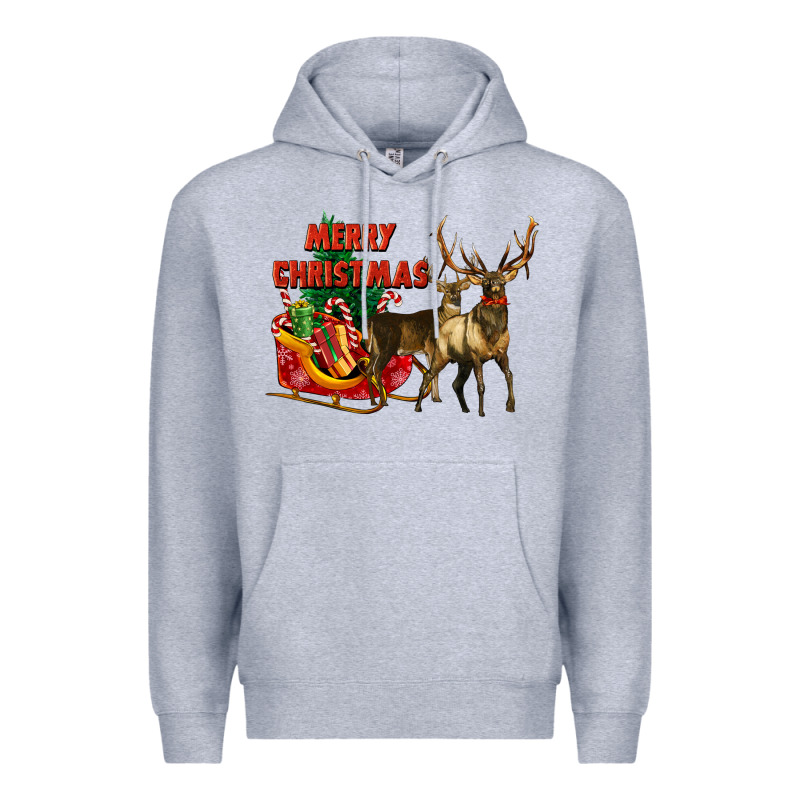 Merry Christmas Two Deers Premium Hoodie by LillyAllenDesigns | Teevron