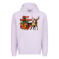 Lilac merry christmas two deers Premium Hoodie - LillyAllenDesigns