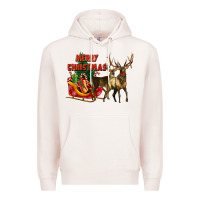 Pale Pink merry christmas two deers Premium Hoodie - LillyAllenDesigns