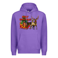 Purple merry christmas two deers Premium Hoodie - LillyAllenDesigns
