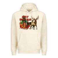 Sandshell merry christmas two deers Premium Hoodie - LillyAllenDesigns