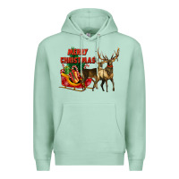 Seafoam merry christmas two deers Premium Hoodie - LillyAllenDesigns