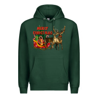 Sports Green merry christmas two deers Premium Hoodie - LillyAllenDesigns