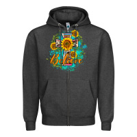 Charcoal Heather western belive sunflowers cross Zipper Hoodie - BarkalooDesign