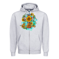 Heather Grey western belive sunflowers cross Zipper Hoodie - BarkalooDesign