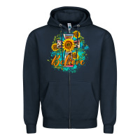 Navy western belive sunflowers cross Zipper Hoodie - BarkalooDesign