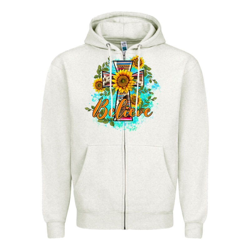 Western Belive Sunflowers Cross Zipper Hoodie by BarkalooDesign | Teevron