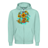 Seafoam western belive sunflowers cross Zipper Hoodie - BarkalooDesign