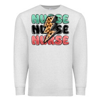 Oatmeal Heather nurse leopard lightning bolt Premium Sweatshirt - MaliasSmallBusiness