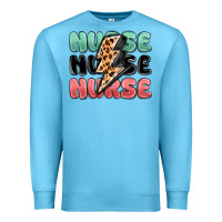 Ocean Blue nurse leopard lightning bolt Premium Sweatshirt - MaliasSmallBusiness