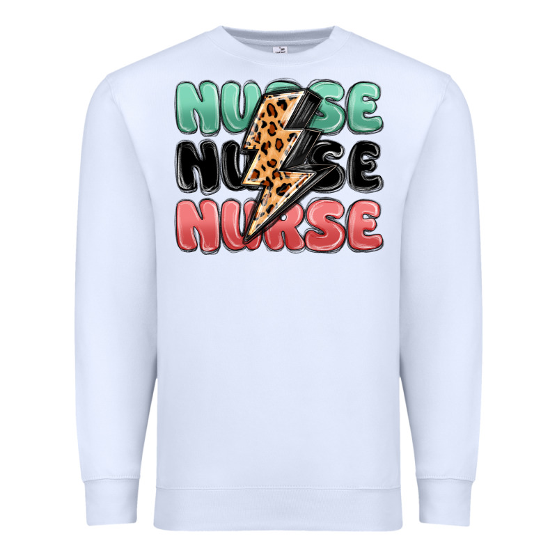 Nurse Leopard Lightning Bolt Premium Sweatshirt by MaliasSmallBusiness | Teevron