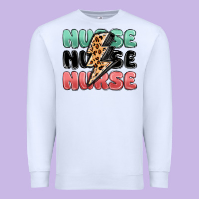 Nurse Leopard Lightning Bolt Premium Sweatshirt Designed By Maliassmallbusiness