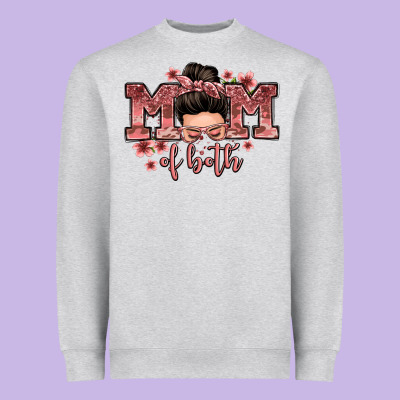 Mom Of Both Messy Bun Heavyweight Sweatshirt Designed By Zillion Design Studio