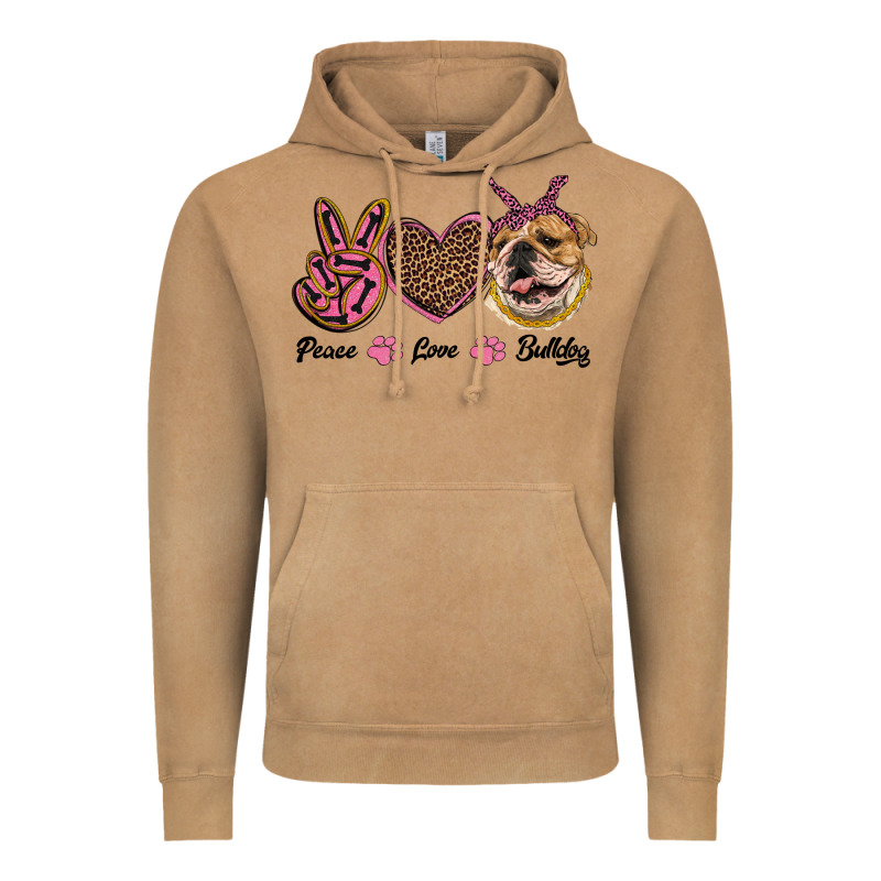 Peace Love Bulldog Vintage Hoodie by RanaPortraitStore | Teevron