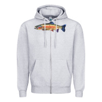 Heather Grey Rainbow Trout Zipper Hoodie - LillyAllenDesigns