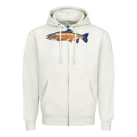 Oatmeal Heather Rainbow Trout Zipper Hoodie - LillyAllenDesigns