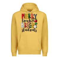 Antique Gold Merry Teacher Bright Students Christmas Premium Hoodie - LillyAllenDesigns