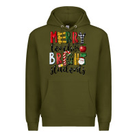 Army Green Merry Teacher Bright Students Christmas Premium Hoodie - LillyAllenDesigns