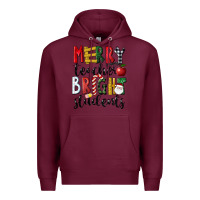 Burgundy Merry Teacher Bright Students Christmas Premium Hoodie - LillyAllenDesigns