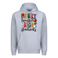 Heather Grey Merry Teacher Bright Students Christmas Premium Hoodie - LillyAllenDesigns