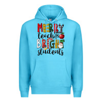 Ocean Blue Merry Teacher Bright Students Christmas Premium Hoodie - LillyAllenDesigns