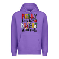 Purple Merry Teacher Bright Students Christmas Premium Hoodie - LillyAllenDesigns