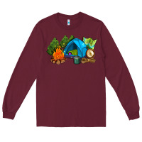 Burgundy camp in the woods Long Sleeve Tee - AdoDesignShop