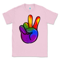 Bubblegum Pink pride peace hand Classic Tee - JahusDesignShop