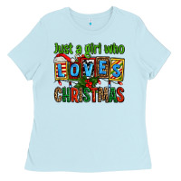 Baby Blue just a girl who loves christmas Ladies Tee - AdoDesignShop