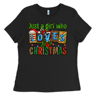 Black just a girl who loves christmas Ladies Tee - AdoDesignShop