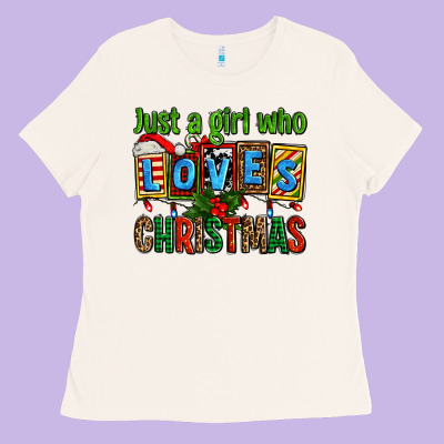 Just A Girl Who Loves Christmas Ladies Tee Designed By Adodesignshop