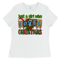 White just a girl who loves christmas Ladies Tee - AdoDesignShop