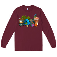 Burgundy camp coffee cups ado Long Sleeve Tee - AdoDesignShop