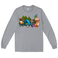 Heather Grey camp coffee cups ado Long Sleeve Tee - AdoDesignShop